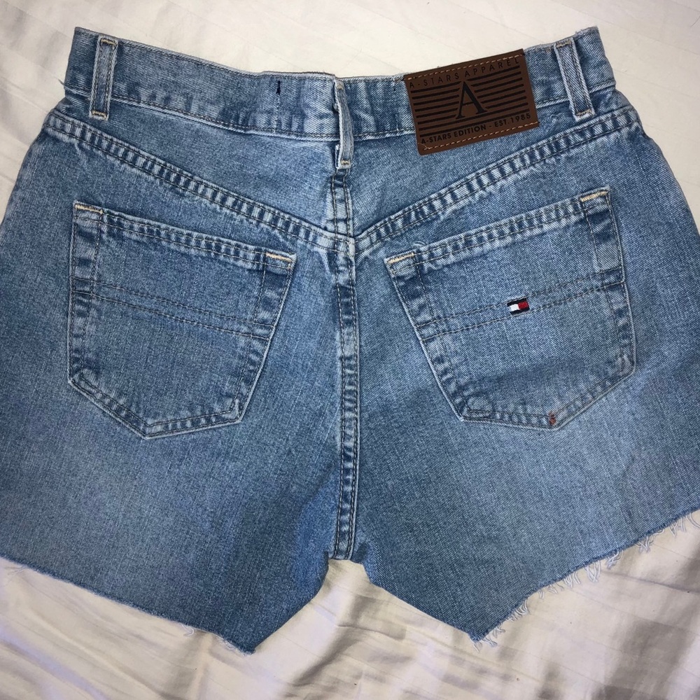 Light wash vintage cutoff denim shorts